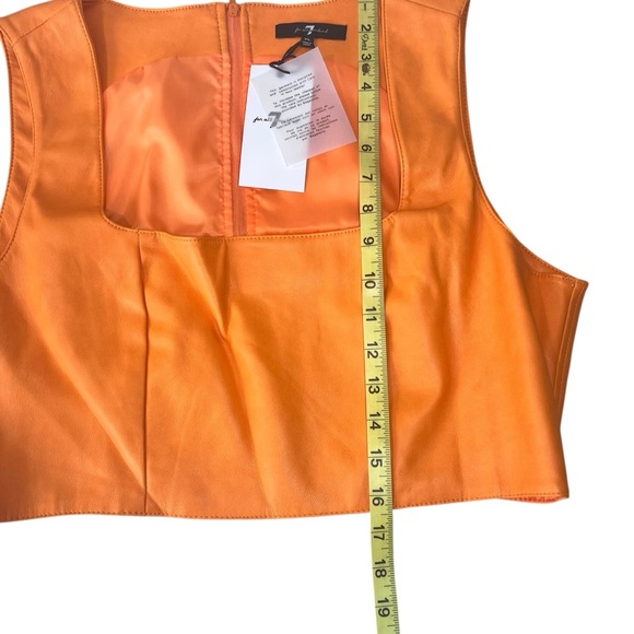 7 For All Mankind Faux Vegan Leather Crop Top Zipper Back Size XL Orange NWT - Picture 7 of 15